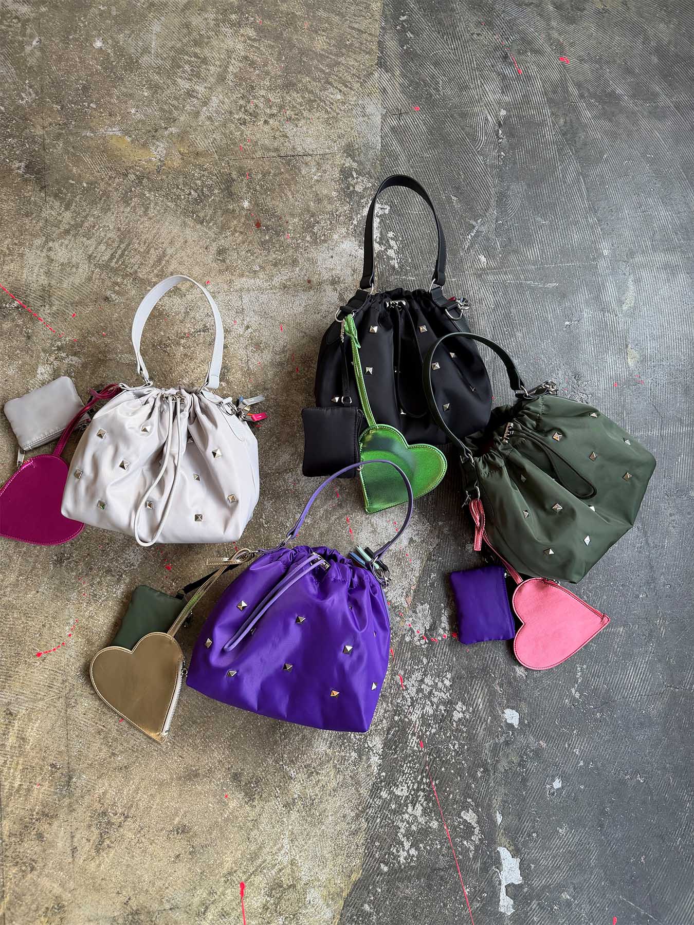 heart pouch studs 2way shoulder（C26001）4color