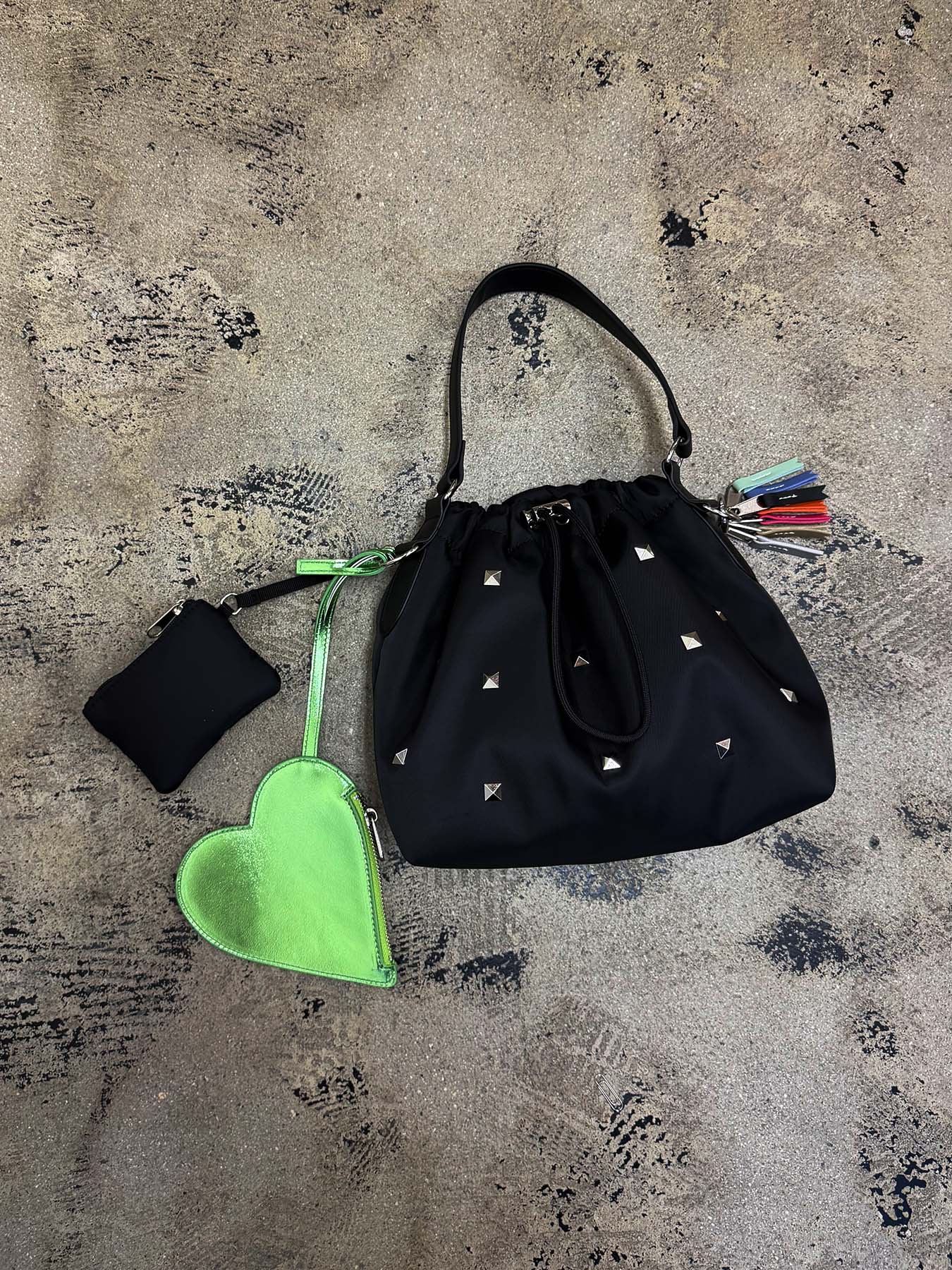 heart pouch studs 2way shoulder（C26001）4color