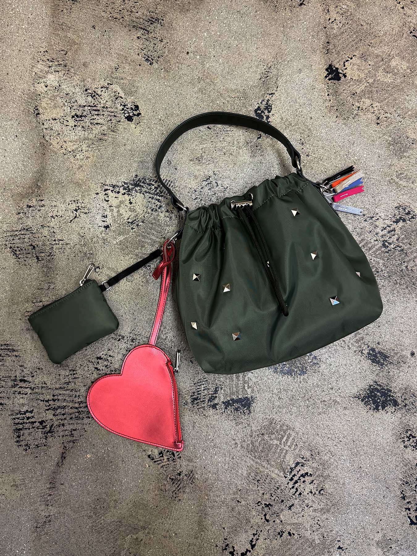 heart pouch studs 2way shoulder（C26001）4color