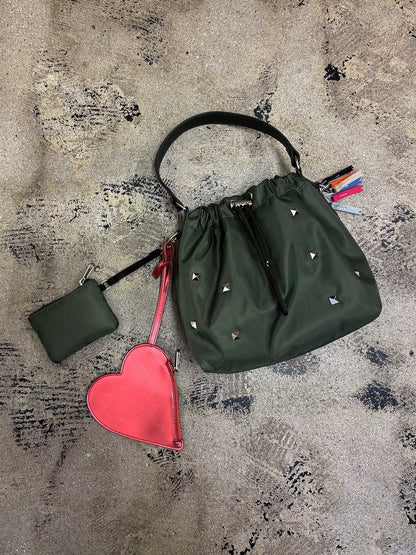 heart pouch studs 2way shoulder（C26001）4color