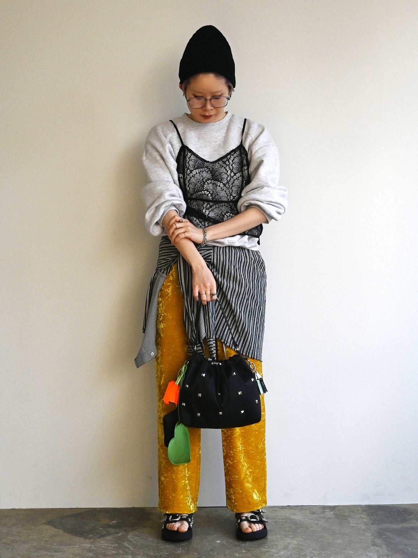 heart pouch studs 2way shoulder（C26001）4color