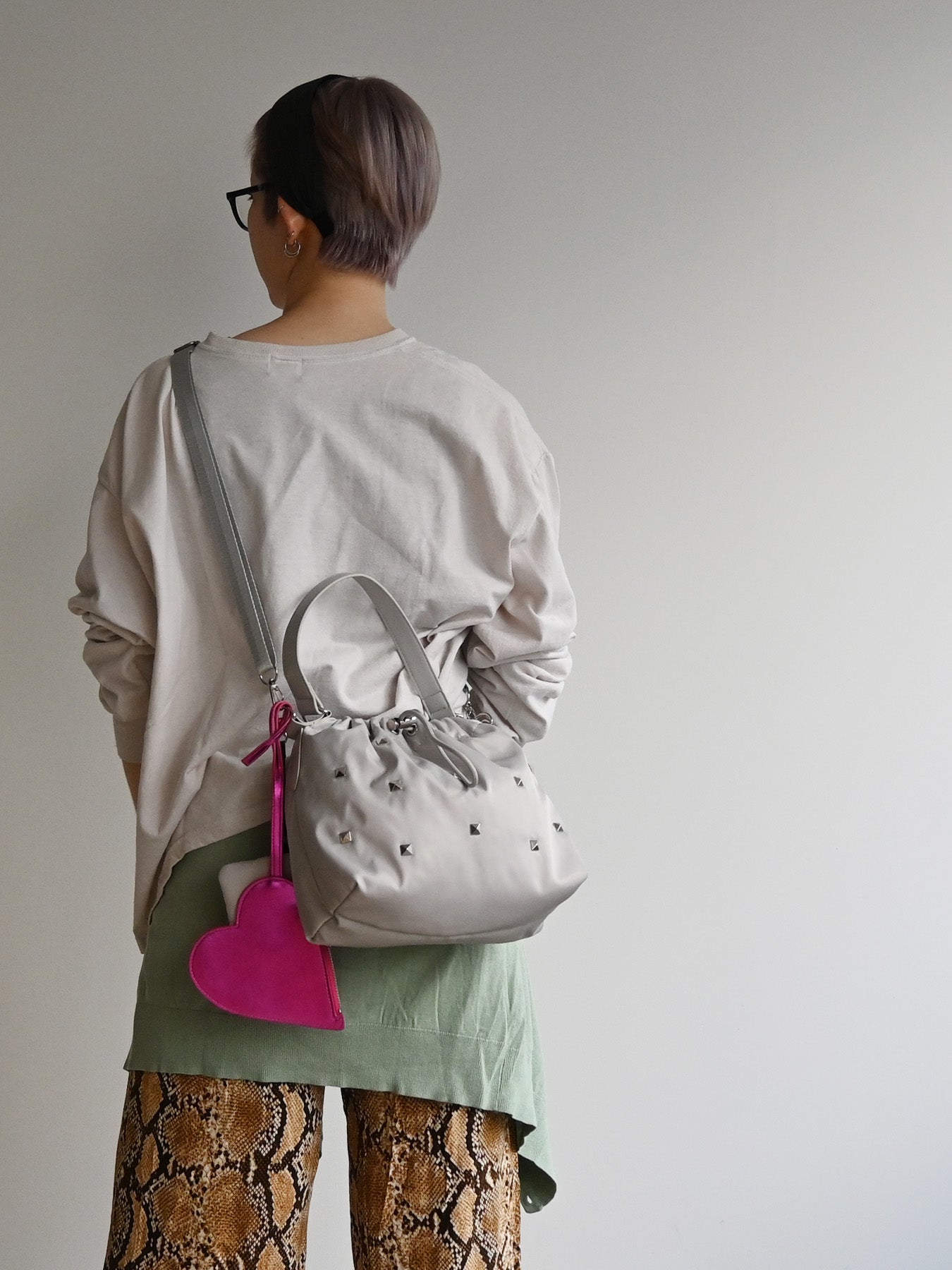 heart pouch studs 2way shoulder（C26001）4color