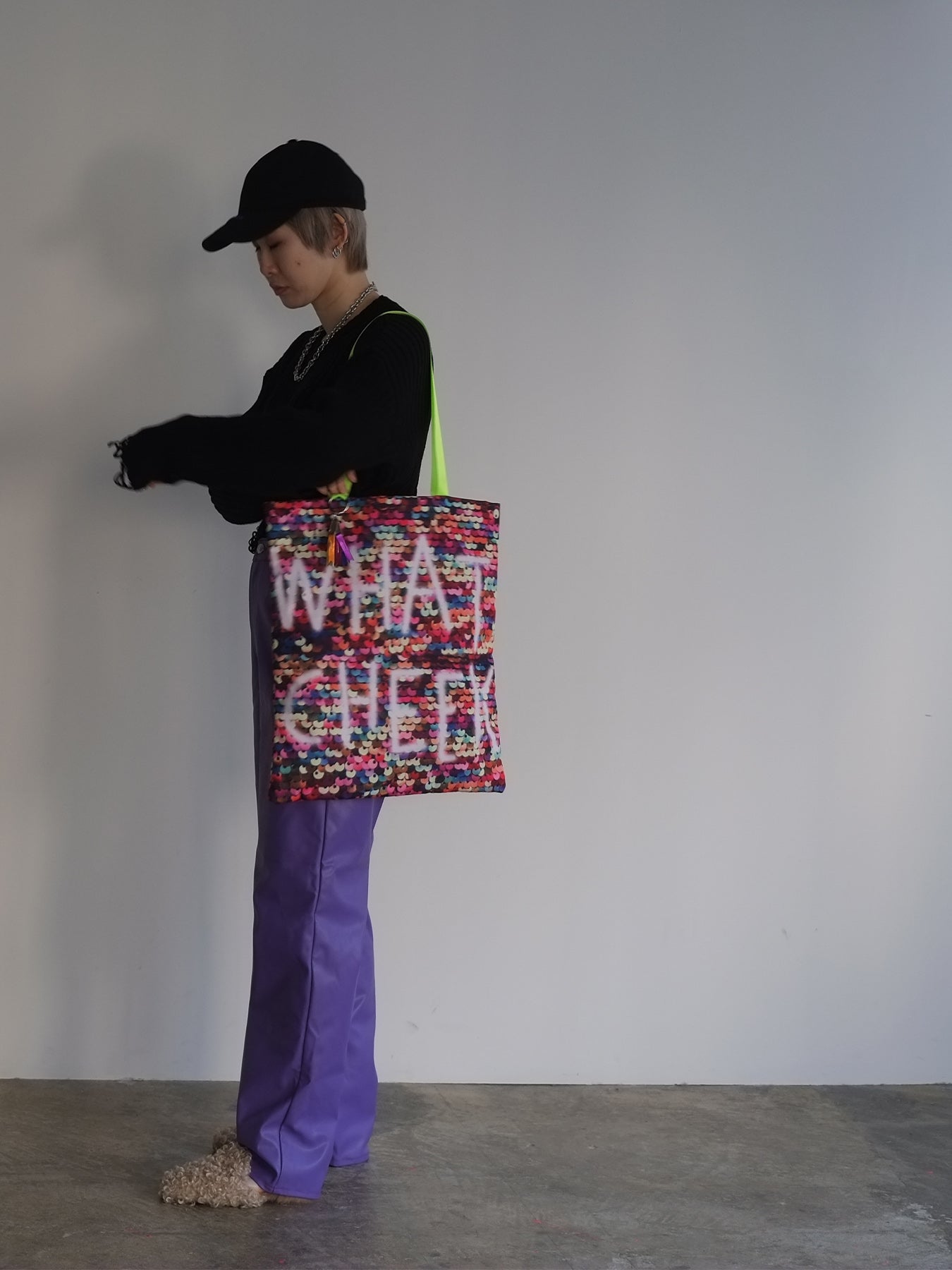 sequins print puff tote(C25002)