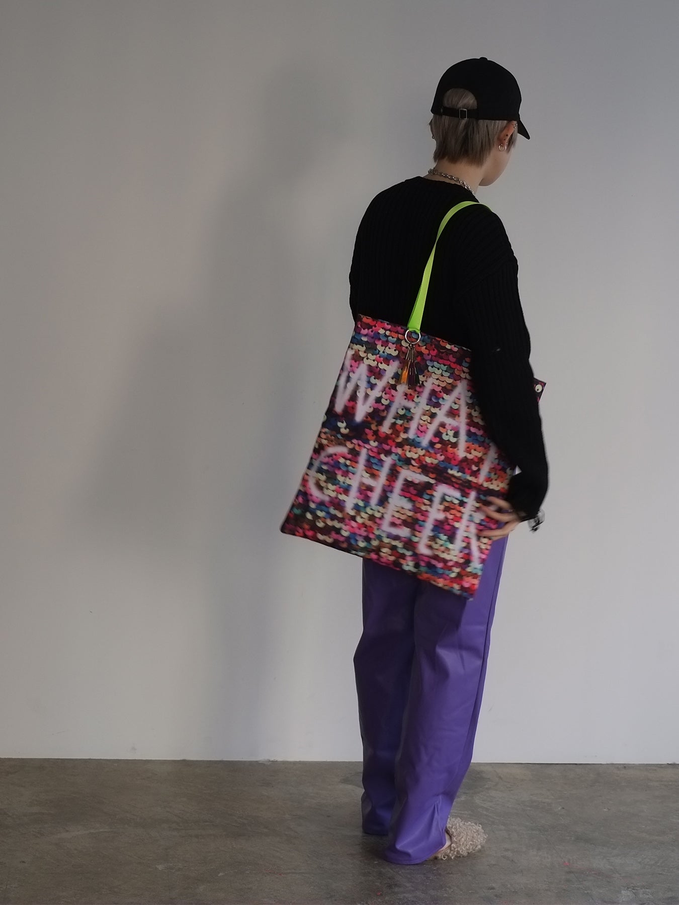 sequins print puff tote(C25002)