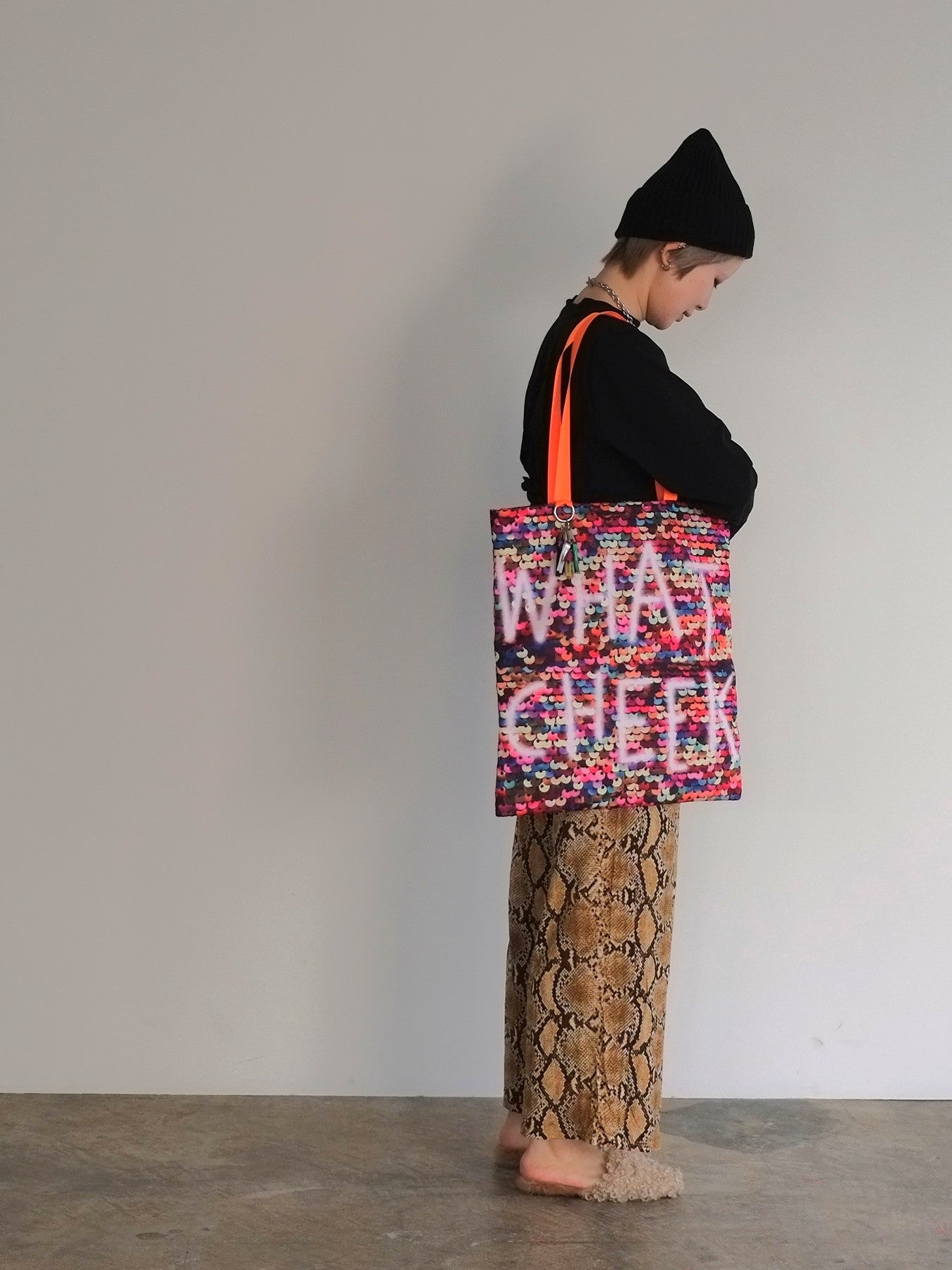 sequins print puff tote（C25002）3color
