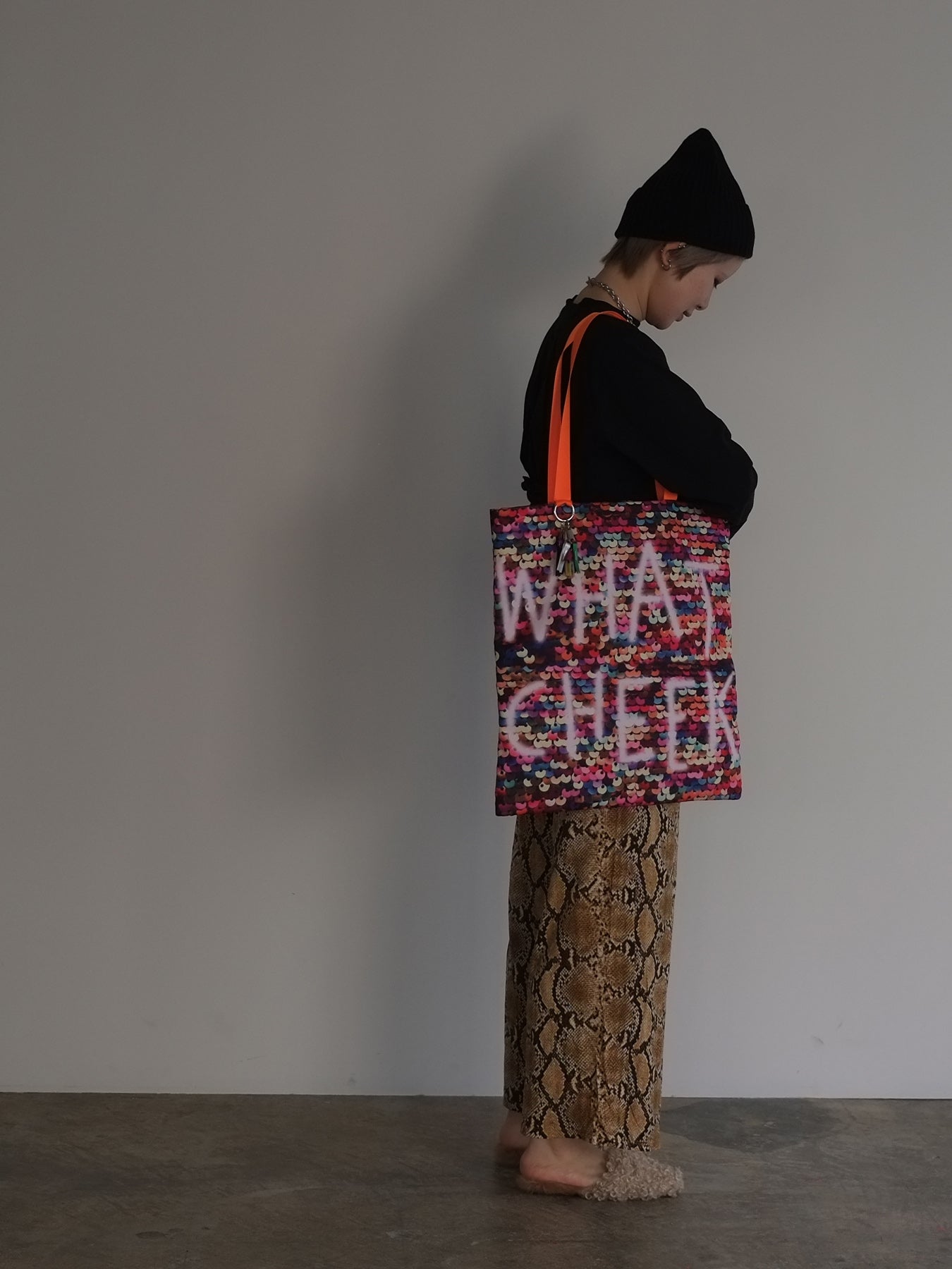 sequins print puff tote(C25002)