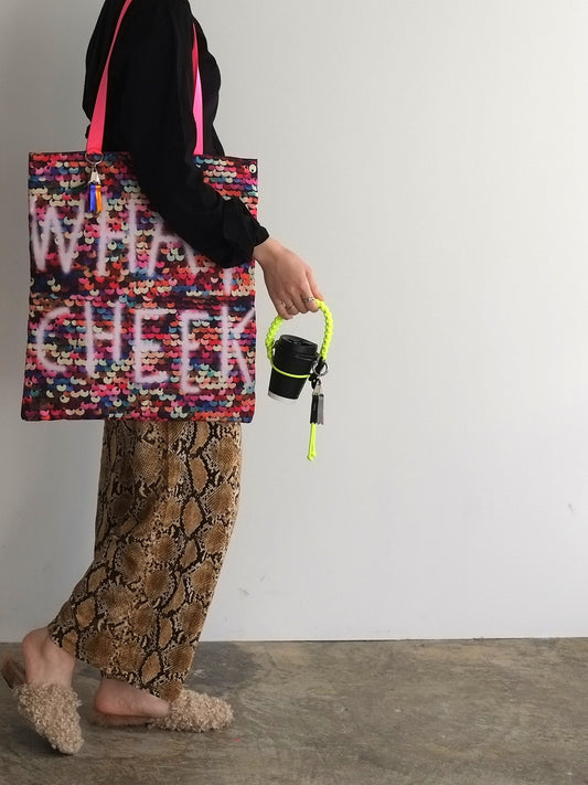 sequins print puff tote（C25002）3color