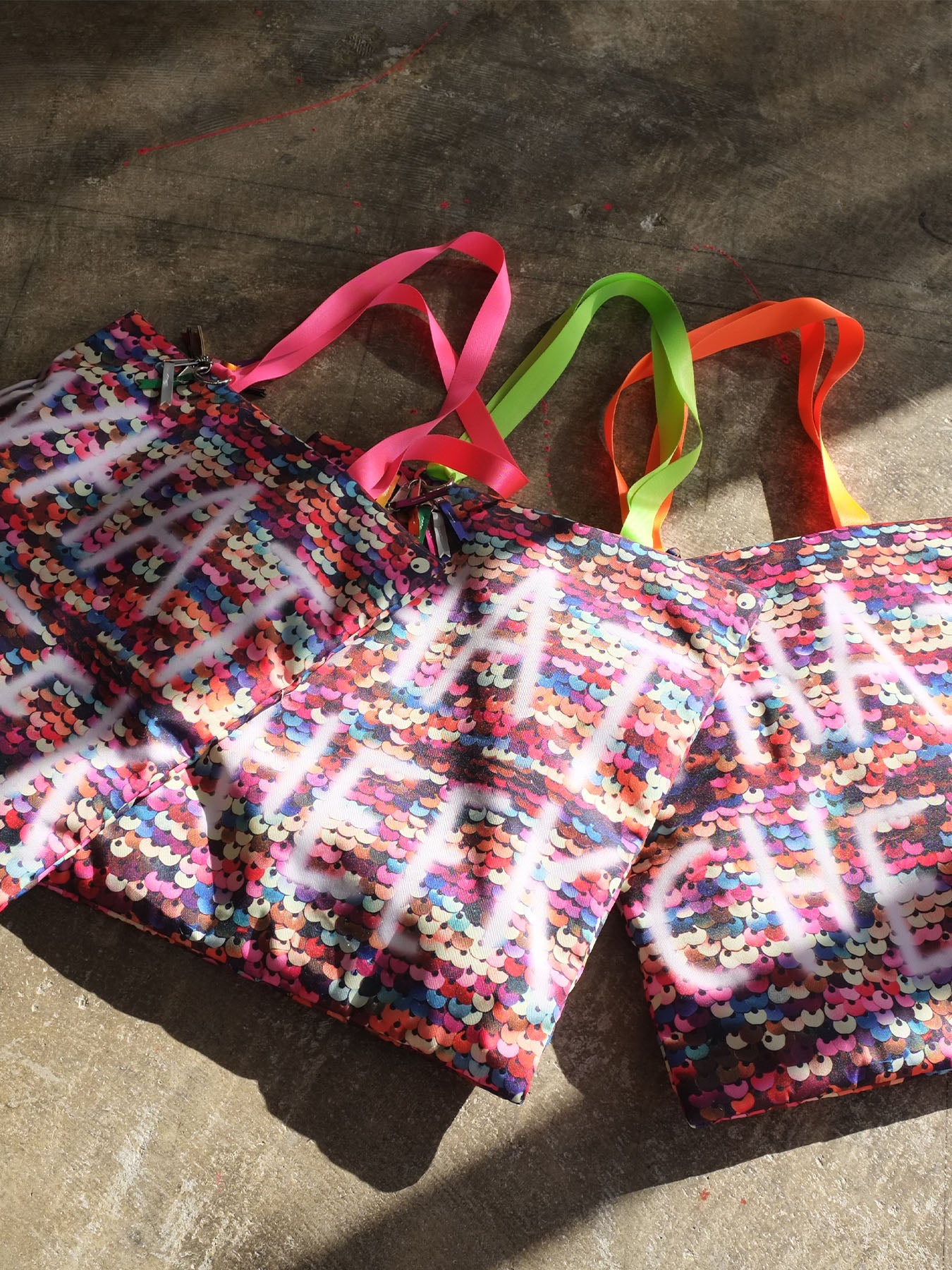 sequins print puff tote(C25002)