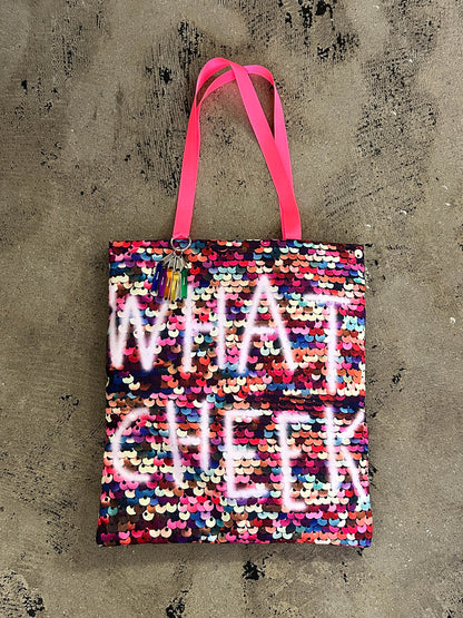 sequins print puff tote(C25002)