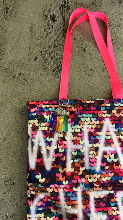 sequins print puff tote(C25002)