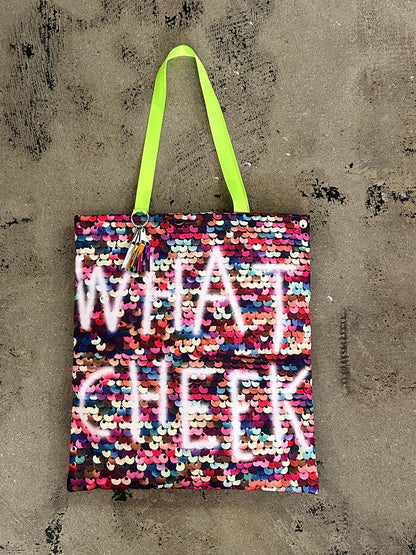 sequins print puff tote(C25002)