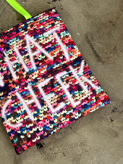 sequins print puff tote(C25002)