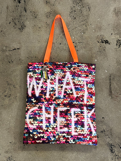 sequins print puff tote(C25002)