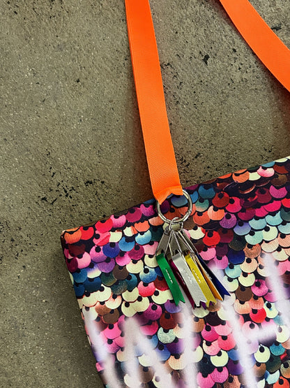 sequins print puff tote(C25002)