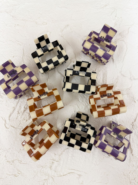 checker hair clip (C25017)